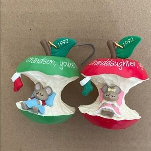 Two‎ Apple of my Eye Hallmark Mouse Ornaments 1992